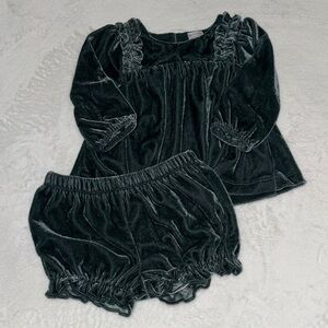 Carters Velvet Two-Piece Infant Set - Deep Forest Green